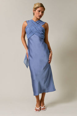 Le Lis STRAPLESS CONTRAST SCARF DETAIL BIAS MIDI DRESS