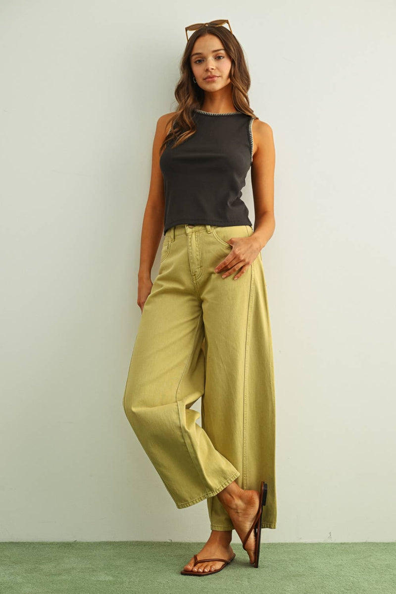 Miou Muse Mini Ribbed Top with Stitch Detail