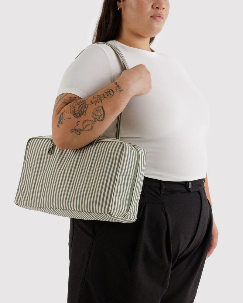 Baggu Medium Nylon Bowler Bag in Sage Stripe