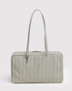Baggu Medium Nylon Bowler Bag in Sage Stripe