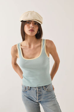 Brixton Ringer Organic A-Tank in Sea Grass/Waxed Paper