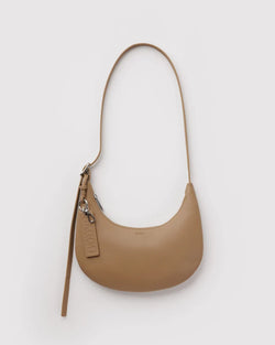 Baggu Small Recycled Leather Flat Crescent in Dune